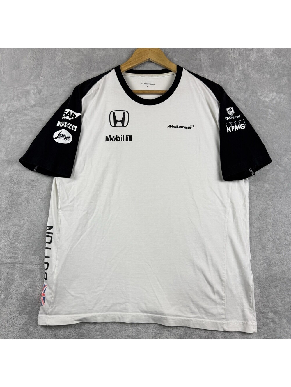 MCLAREN / HONDA Formula 1 Jenson Button F1 T-Shirt White Men's Size XL Grand Pix